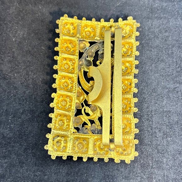 Vintage Victorian Gold Tone Floral Belt Buckle (3445 1 & 2) - Picture 5 of 6